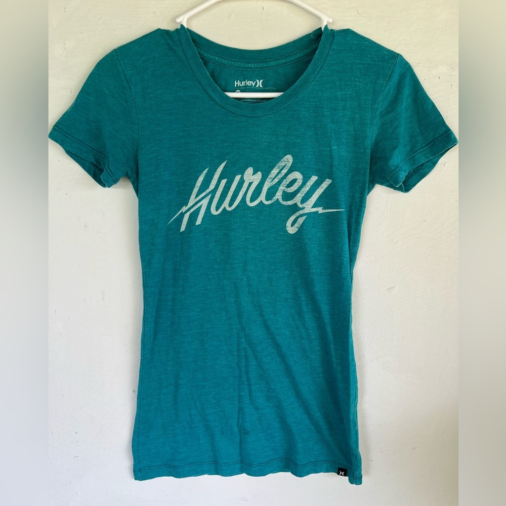 Hurley Women’s Crew Neck Teal Green Blue Short Sleeve Tee Shirt XS